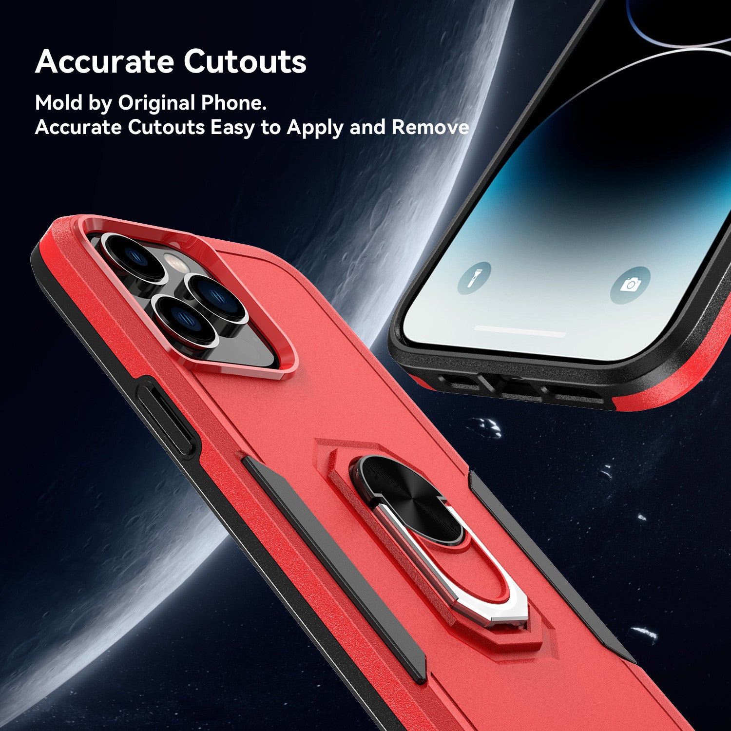 Phone Case with Ring Stand for Iphone 14 Pro Max/14 Pro/14 Plus/14 Shockproof Armor Cover, Red