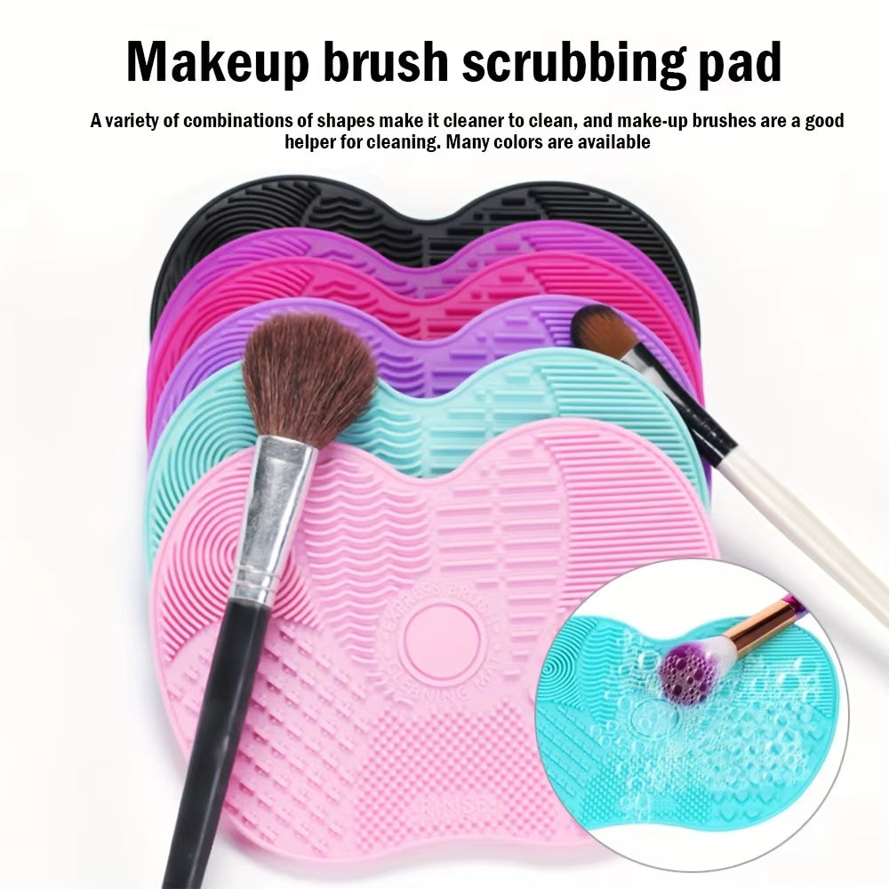 Apple Shaped Silicone Makeup Brush Cleaning Pad-Efficient & Portable & Reusable Makeup Brush Cleaning Mat with Suction Cup