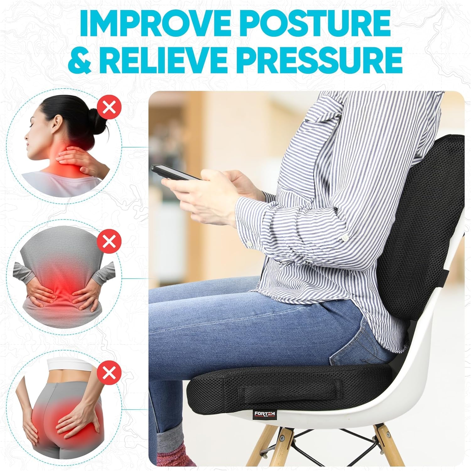 Office Chair Cushion and Back Support for Office Chair, Lumbar Support Pillow, M