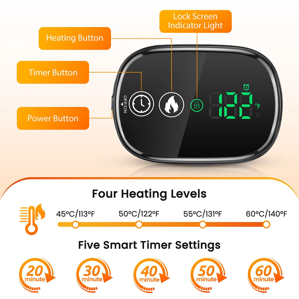 Cordless Heating Shoulder Neck Pad with Ajustable 4 Level Heated 5 Level Timer Electric Shoulder Neck Hot Compress Warm Winter