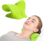 Cervical Neck Traction Device,  Neck Stretcher for Pain Relief, Cervical Neck Pillow, Neck Massage Pillow for Relieve Muscle Tension and TMJ Pain (Green)