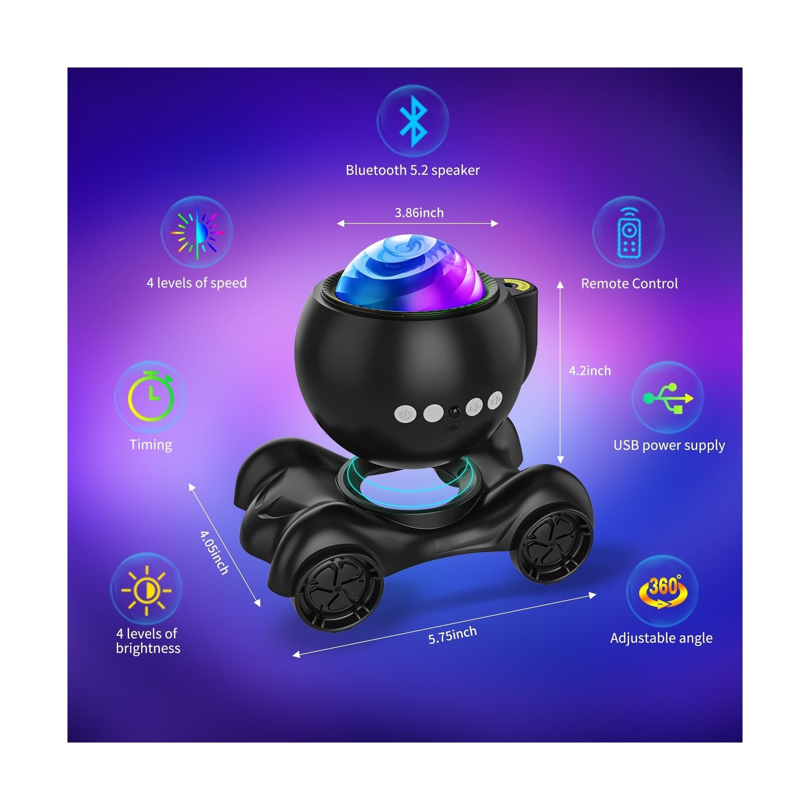 ENOKIK Galaxy Projector, Star Projector Built-In Bluetooth Speaker, Night Lig...
