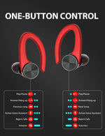 Wireless Earbuds, Wireless Bluetooth Headphones, Bluetooth 5.2 Sport Headphones (Red)