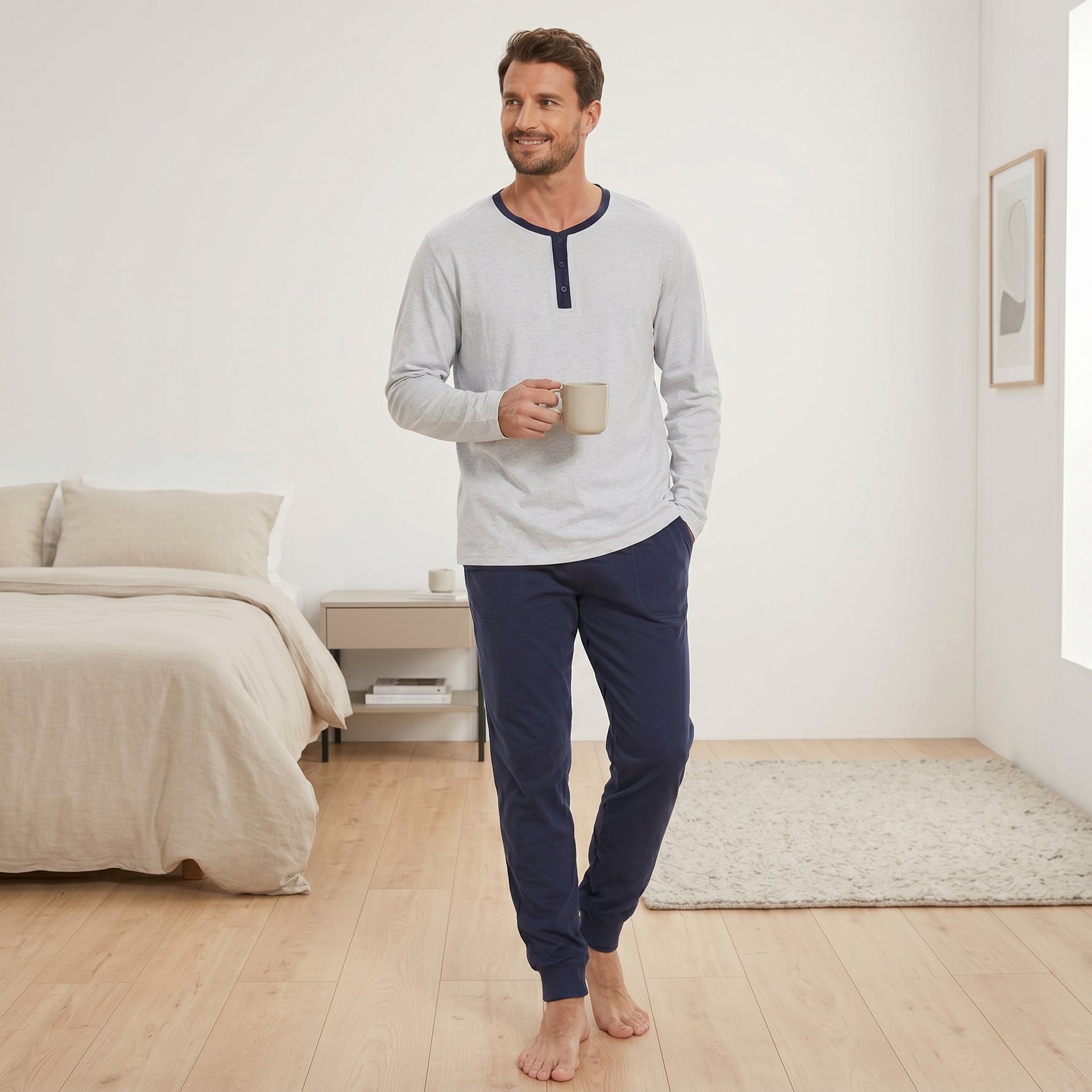 Henley pajama set men's