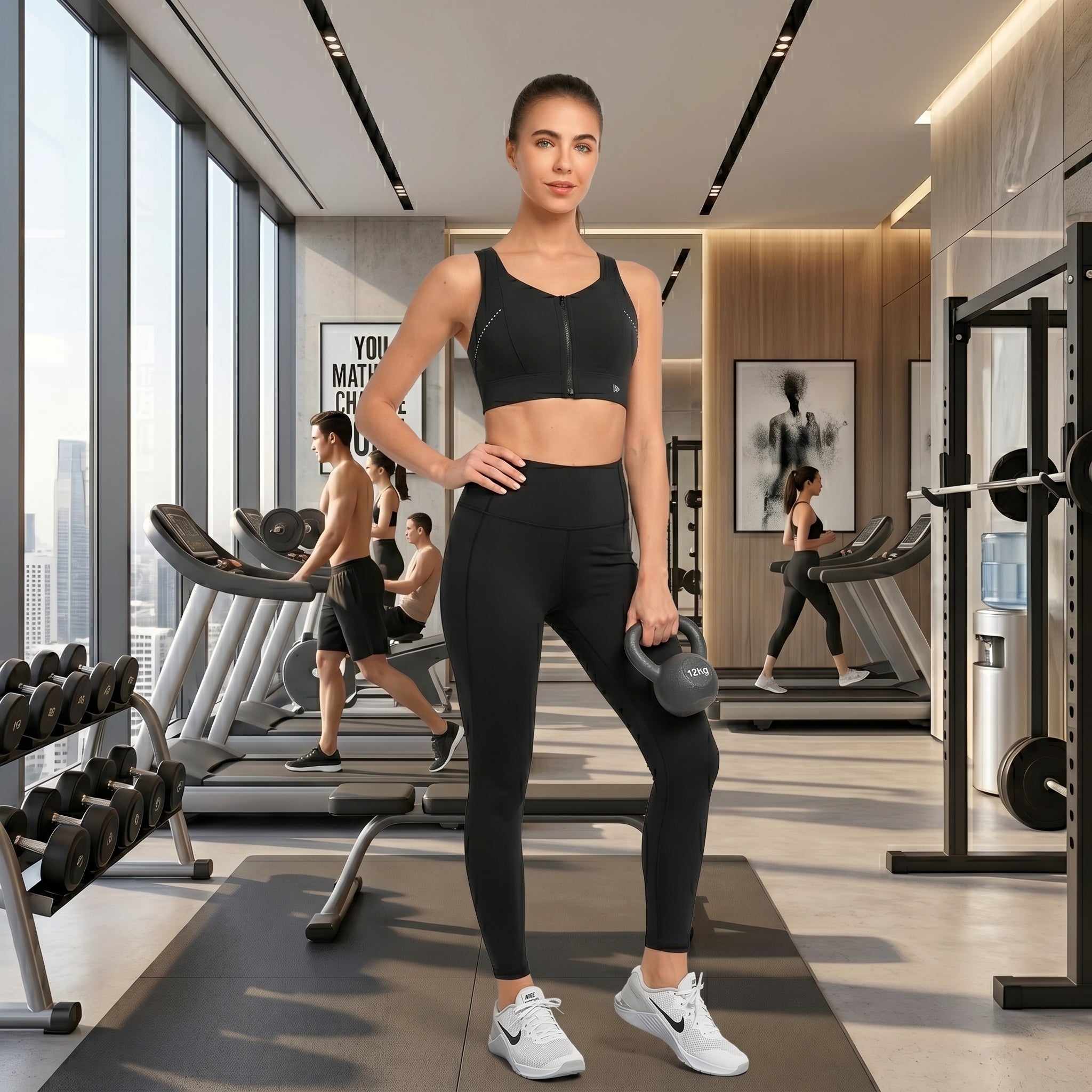 Zip front sports bra high-impact