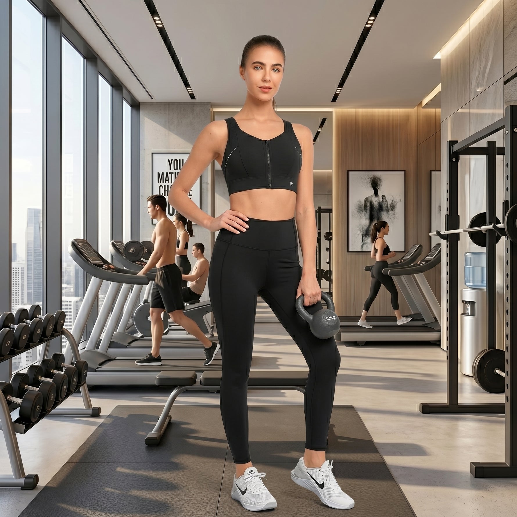 Zip front sports bra high-impact