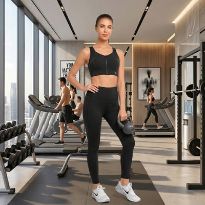 Zip front sports bra high-impact