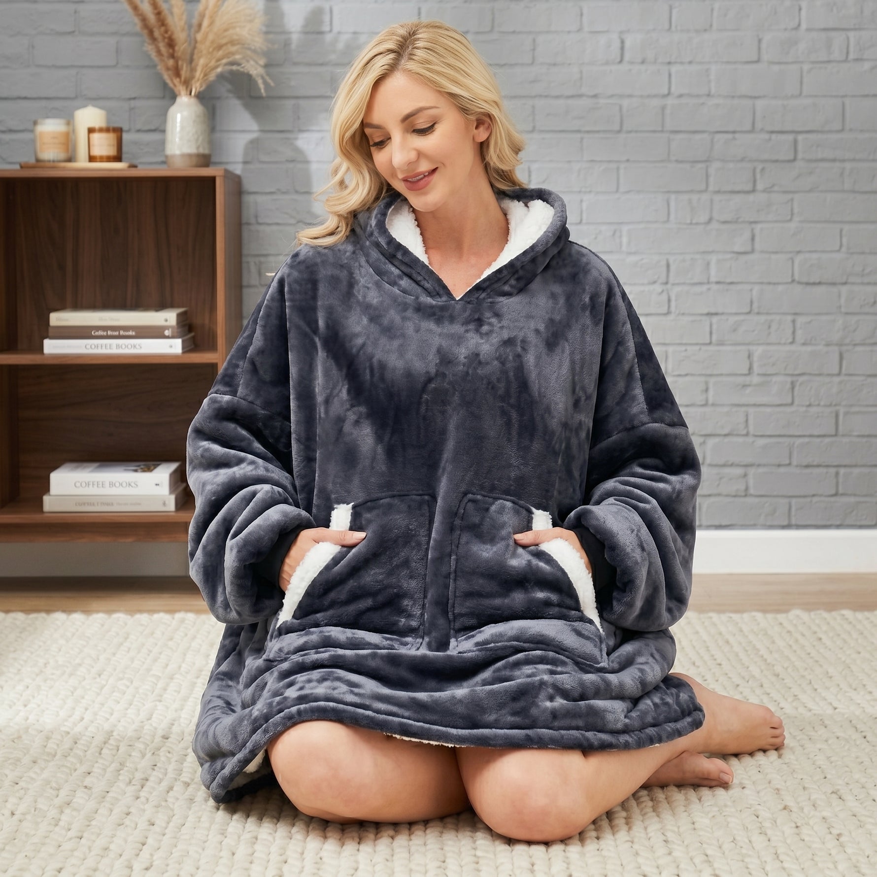 Wearable hooded blanket oversized