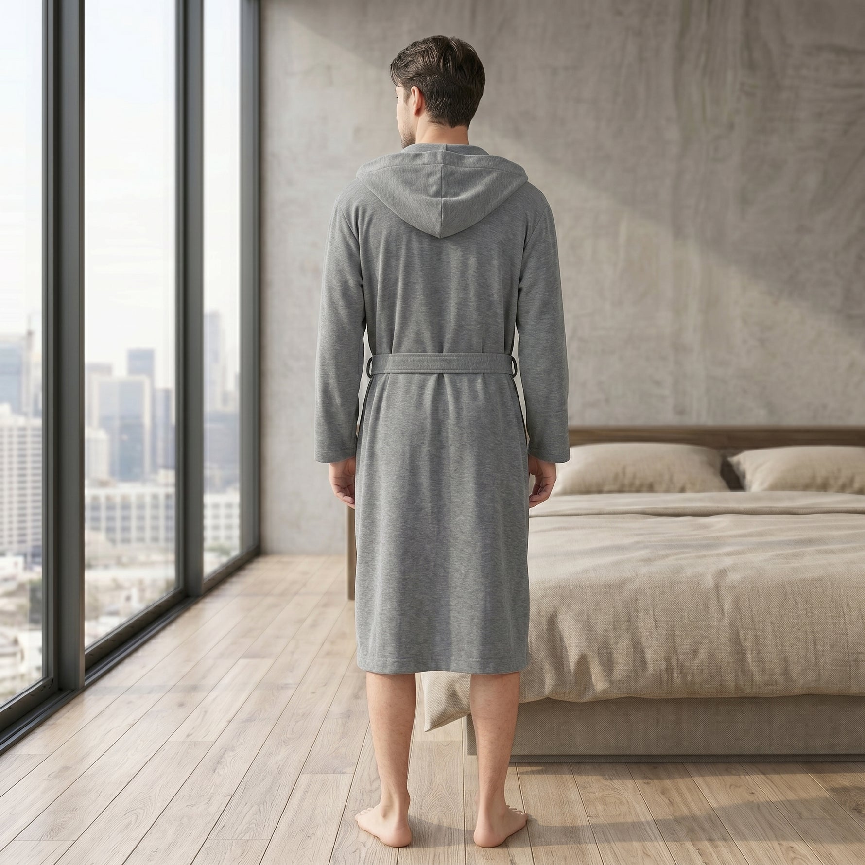 Hooded bath robe waffle
